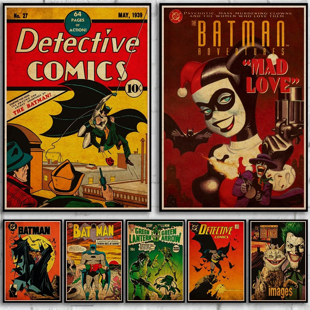 Dc poster collectioni batman / clown giấy kraft chất lượng cao áp phích cổ điển trang trí quầy bar phòng khách
