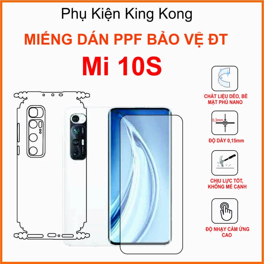 Dán Ppf  Xiaomi Mi 10s Full viền sau nhám trong