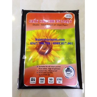 Giấy Couche in ảnh 2 mặt bóng ĐL 160 Gsm Mạnh Hưng (50 tờ)