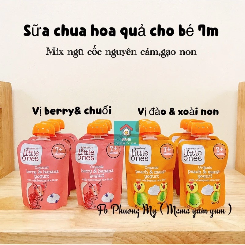 Date 10/2024-2025 - Sữa chua đào xoài mix bột gạo nguyên cám hữu cơ Little Ones cho bé 7 tháng của Anh