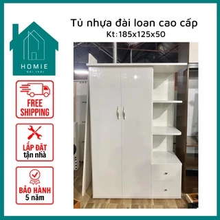 Tủ quần áo 2 cánh có kệ trang trí (Nhựa Đài Loan, bảo hành 5 năm)