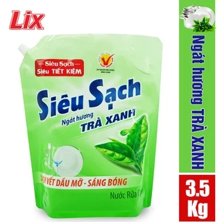 Túi nước rửa chén LIX siêu sạch hương trà xanh 3.5kg N8101