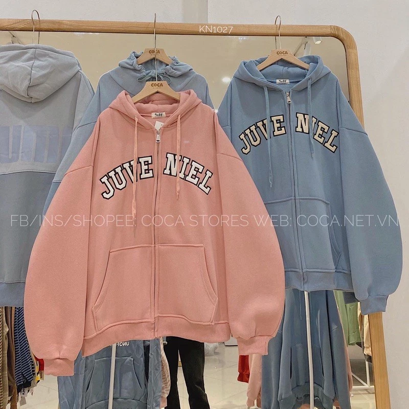 ÁO HOODIE NAM NỮ UNISEX - ÁO KHOÁC NỈ NGOẠI KHÓA Dây full zip HỌA TIẾT CHỮ Juve Niel (Ảnh Thật) HOOIDE MỚI
