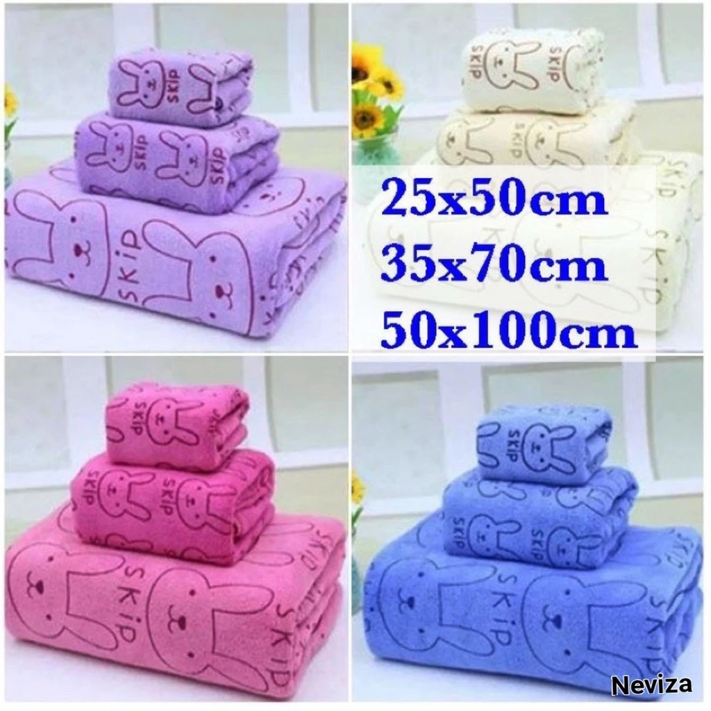 Sét 3 khăn mặt siêu mềm mịn họa tiết siêu kute dễ thương chất mềm mịn thấm hút nước tốt