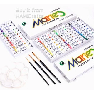 Màu nước Maries dung tích 12ml hộp trắng, water color maries