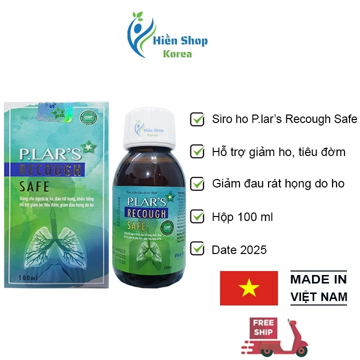 Siro ho cho bé P.lar’s Recough Safe hỗ trợ giảm ho, tiêu đờm, giảm đau rát họng