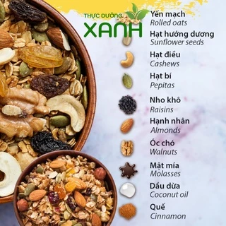 500Gr Granola Siêu Hạt Cao Cấp, Hạt Ngũ Cốc Dinh Dưỡng Ăn Kiêng & Giảm Cân - Thực Dưỡng Xanh