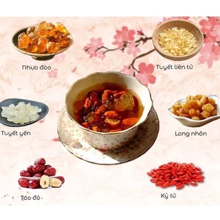 Chè Dưỡng Nhan - Chè Tuyết Yến Nhựa Đào, 400gram Nấu Được 4 - 4.5 Lít