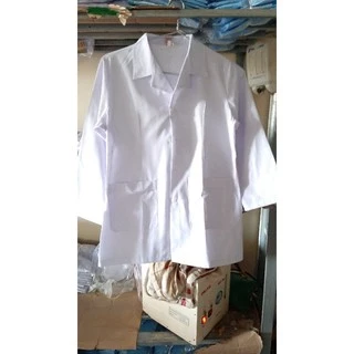 Áo blouse (blu) y tá dài tay nam/nữ vải lon Nhật, vải thô trắng