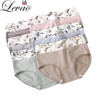 Quần Lót Levao Vải Cotton Lưng Cao In Họa Tiết Dành Cho Nữ