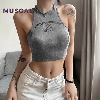 Áo Tank Top Thể Thao Cổ Tròn In Chữ Thời Trang Cho Nữ