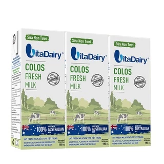 Lốc 3 hộp Sữa non tươi VitaDairy Colos Fresh Milk 180ml