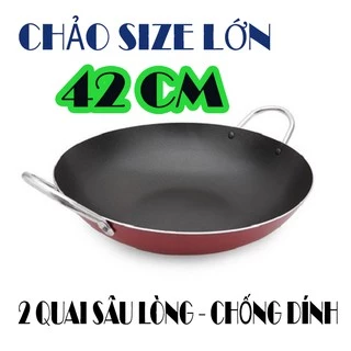 [CHÔNG DÍNH TỐT-SIZE TO] Chảo chống dính size 42cm hàng công ty cao cấp. Chảo 2 quai chống dính an toàn tiện lợi