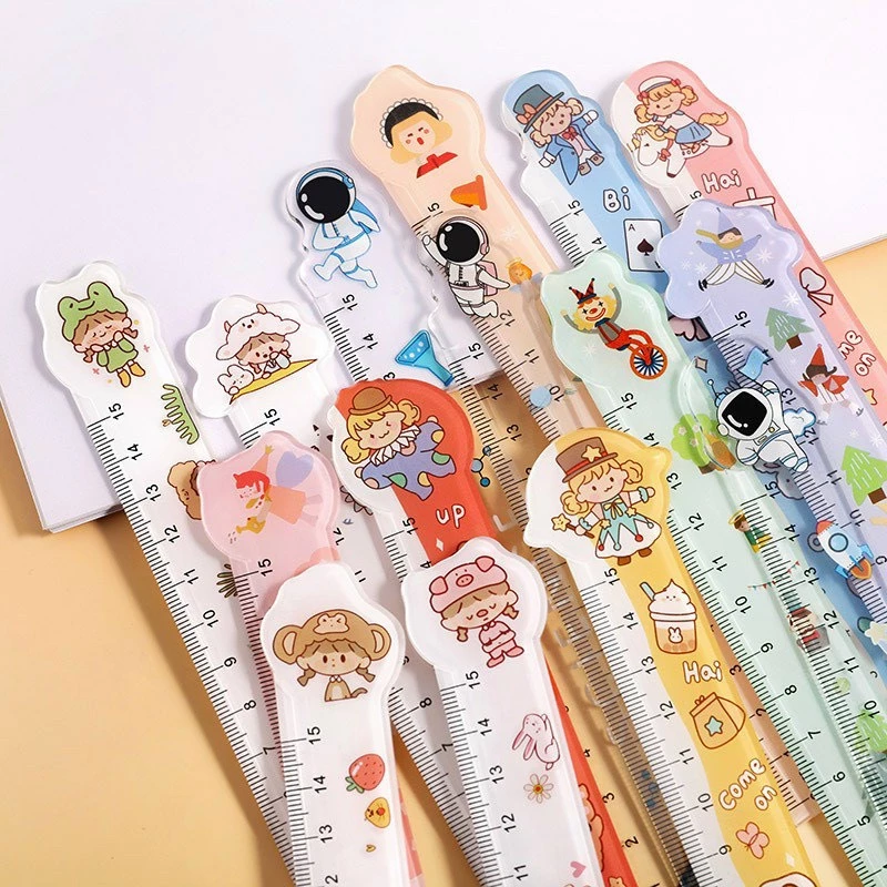 Thước Kẻ Học Sinh 15cm – Nhựa Mềm Dẻo, In Hình Cute, Màu Sắc Bắt Mắt