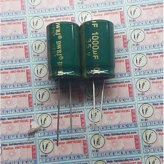 Tụ điện hóa 1000uF 35V xanh lá 13x21mm tần số cao