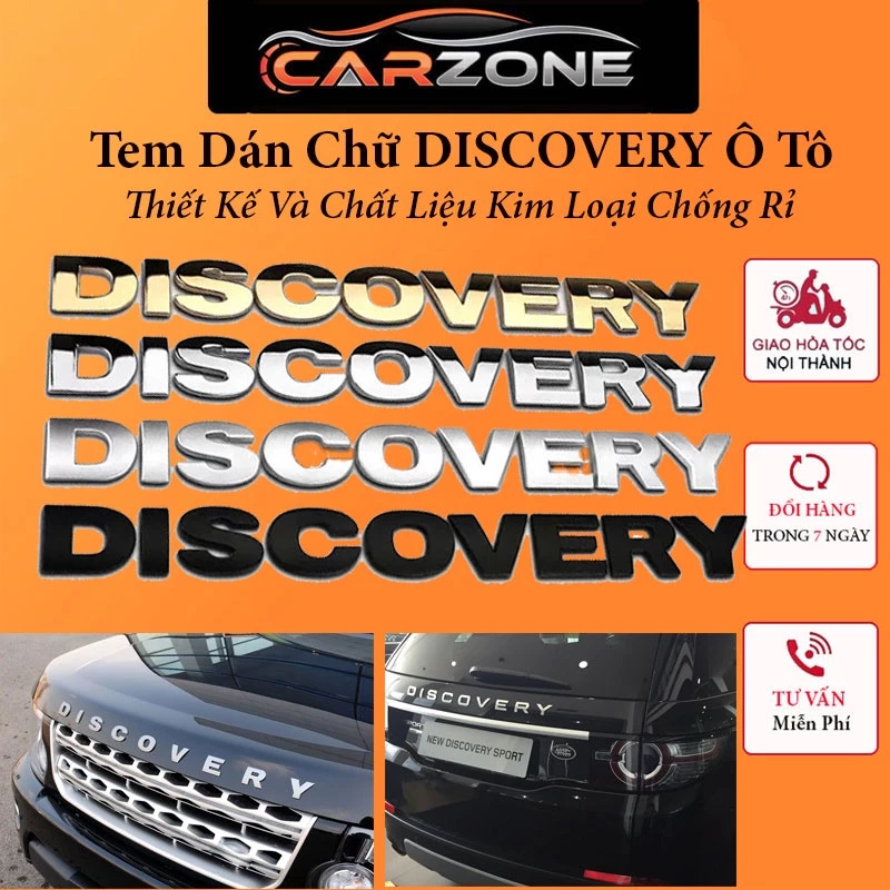 Bộ Tem Chữ Nổi 3D DISCOVERY 3 Màu Sang Trọng Trang Trí Xe Hơi Ô Tô