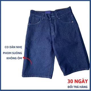 Quần short jean nam co giãn, quần ngố bò co giãn phom ống suông, không ôm