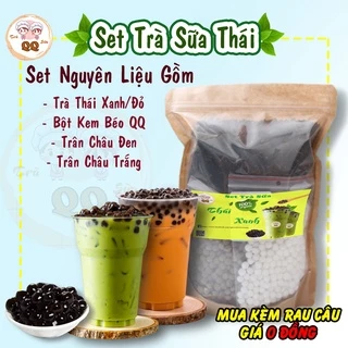 Set Nguyên Liệu Làm Trà Sữa Thái Xanh Đỏ Siêu To Khổng Lồ