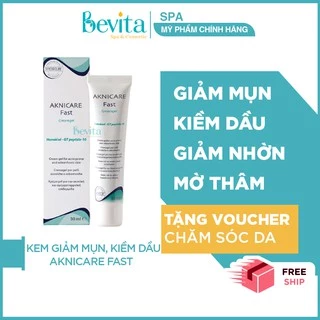 Kem giảm mụn kiềm dầu Aknicare Fast Cream Gel 30ml, kem giảm nhờn mờ thâm - Bevita