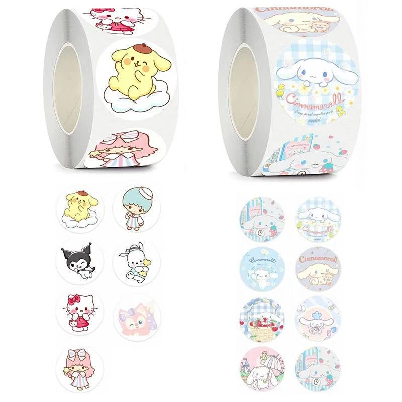 SANRIO Cuộn 200 Nhãn Dán Hoạt Hình Cinnamoroll Trang Trí Sổ Tay / Nhật Ký / Tiệc Sinh Nhật