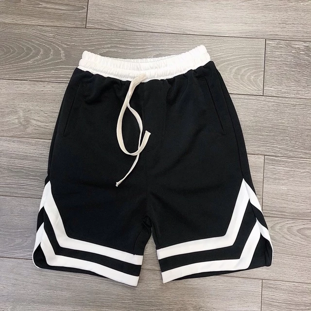 Quần SHORT 2V ĐEN quần đùi thể thao trẻ trung năng động unisex - vải thun poly dày dặn không xù