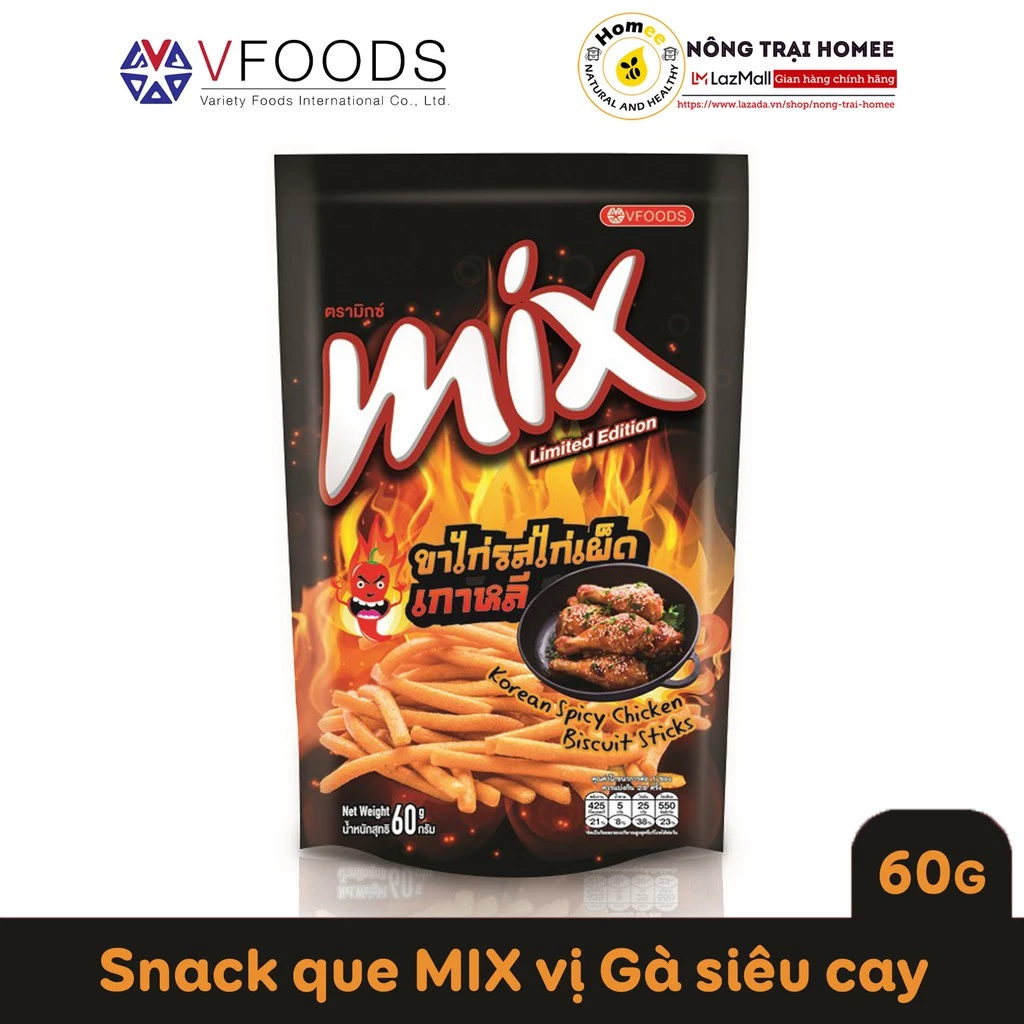 Bánh Snack que cọng nhập khẩu Thái Lan MIX 60g | Vị Gà Siêu Cay Hàn Quốc