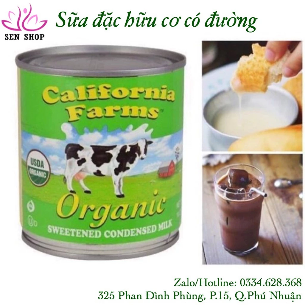 Sữa đặc hữu cơ có đường California Farms - 397gr