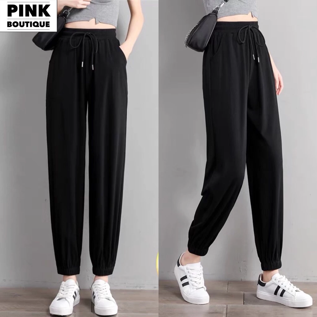 Quần Jogger Nữ Dây Rút Lưng Cao Big Size Thể Thao Ống Rộng Bo Gấu Có Túi Thiết Kế PINK BOUTIQUE