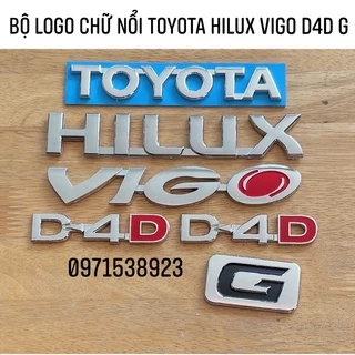 BỘ LOGO CHỮ NỔI TOYOTA HILUX VIGO G D4D HÀNG CAO CẤP