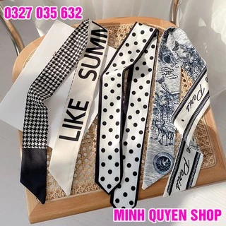 Khăn Headband Bandana Lụa Cột Tóc , Đeo Tay , Choàng Cổ , Quấn Túi Xách 100x8 cm Thời Trang Hàn Quốc