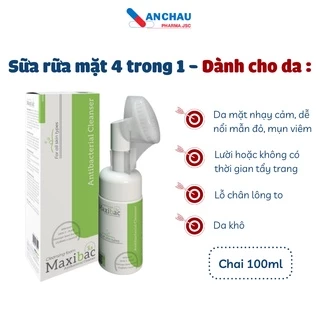 Sữa rửa mặt tạo bọt giúp dưỡng trắng da, dưỡng ẩm, ngừa mụn, tẩy tế bào chết, se khít lỗ chân lông MAXIBAC dịu nhẹ