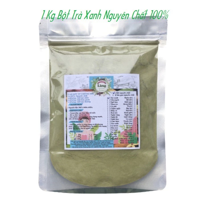 1 Kg Bột Trà Xanh Sấy Lạnh nguyên chất thiên nhiên 100% có giấy VSATTP và ĐKKD dùng để đắp mặt đa công dụng