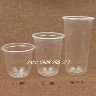 Combo 50 cốc nhựa đáy tròn chữ U dung tích 360ml/500ml/700ml đựng trà sữa cực đẹp ( KHÔNG NẮP)