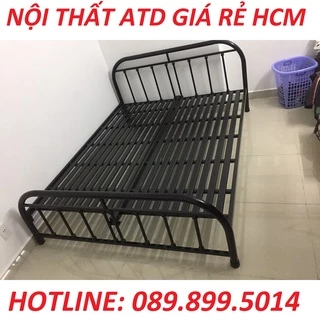 Giường sắt đẹp giá tốt sơn tĩnh điện Rộng 1m4 1m6 1m8 mẫu bi đen SHIP HỎA TỐC