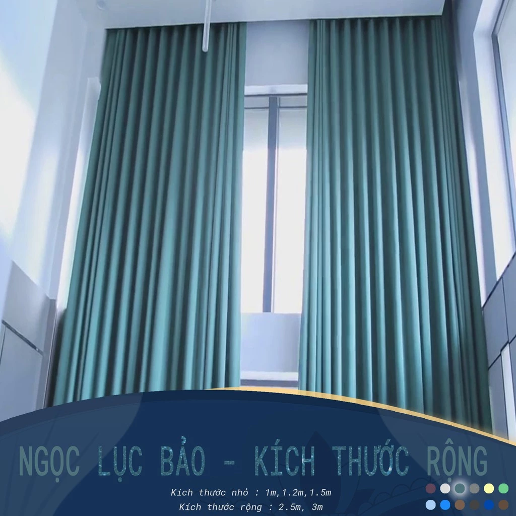 Rèm cửa sổ Minh Tâm cản nắng , cách nhiệt, kiểu dáng ore, rèm dán tường - Màu xanh ngọc lục bảo ( kích thước rộng)