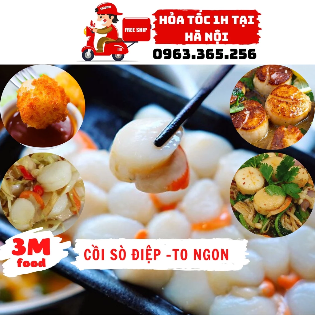 Cồi Sò Điệp to ngon khay 500gr [ Hỏa tốc tại Hà Nội ] 3M FOOD NS