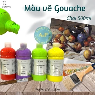 [Lộc'sArtStore] Màu vẽ Gouache Màu Bột SUNWAY Đài Loan 500ml