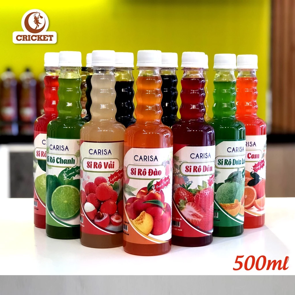 Siro Carisa 500ml - Đặc, thơm làm trà đào, trà trái cây, làm rau câu, tương tự các dòng siro thái