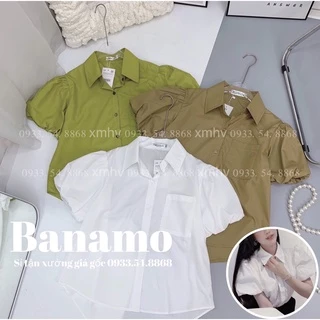 Áo sơ mi nữ tay bồng hàng thiết kế thời trang Banamo Fashion áo sơ mi cộc tay 3920