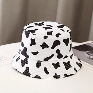 Mũ bucket bò sữa ❤️ Nón vành tròn hoạ tiết trắng đen phong cách Ulzzang form unisex nam nữ