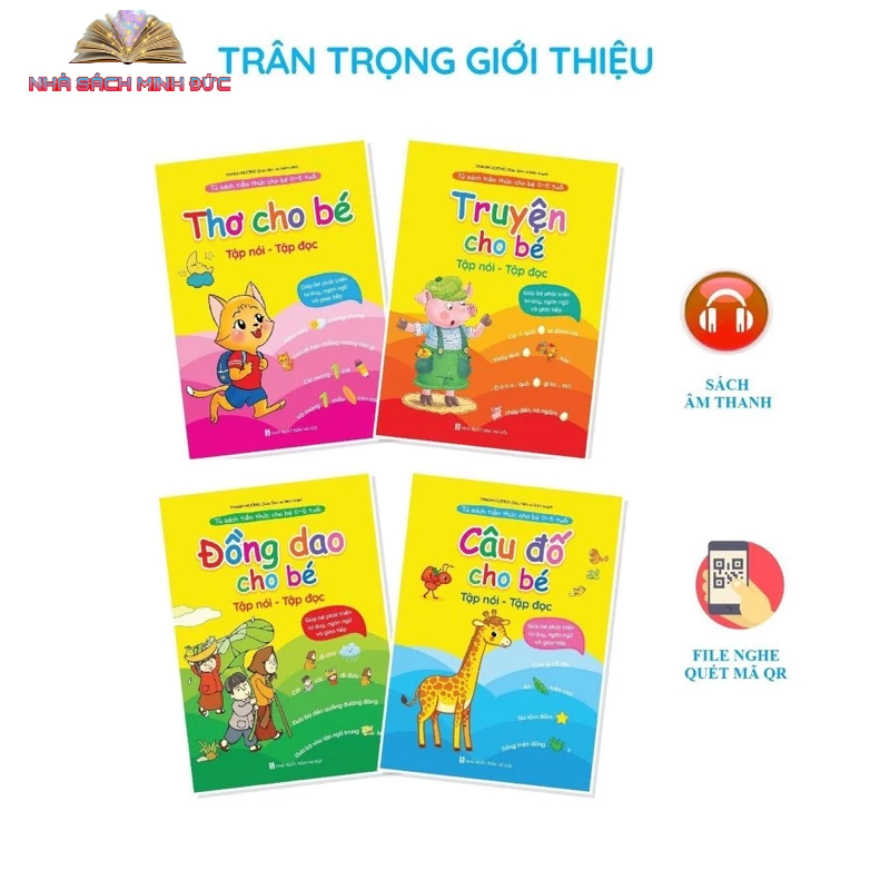 Sách -Combo 4 cuốn Tủ Sách Tiềm Thức Cho Bé 0-6 Tuổi: Đồng Dao - Thơ - Truyện - Câu Đố Kèm File Đọc Quét Mã QR