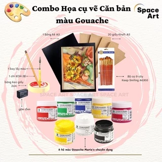  Combo Họa cụ vẽ Căn bản màu Gouache màu bột dành cho người mới bắt đầu