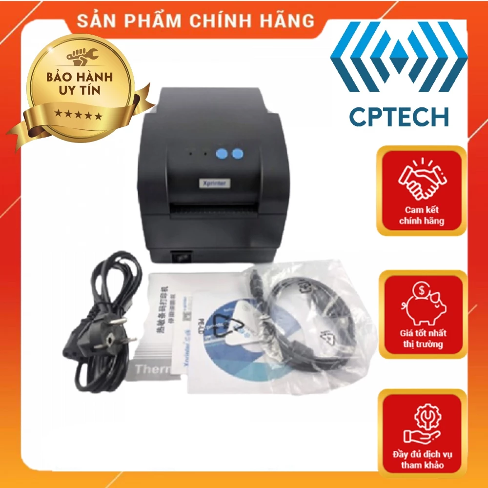 Máy in tem + in hoá đơn K80 Xprinter XP 365B in đơn hàng GHTK, in tem nhãn và phiếu giao hàng các sàn TMĐT