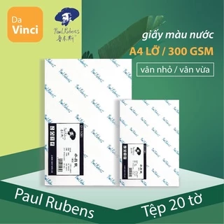 [ DaVinci ] TẬP 20 tờ Giấy Vẽ Màu Nước Paul Rubens 50% cotton ( 300gms ) khổ giấy A4 lỡ