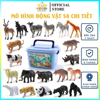 Bộ mô hình động vật 58 chi tiết thú rừng hoang dã nhựa an toàn giúp bé nhận biết thế giới xung quanh