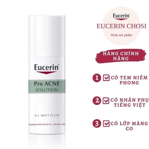 EUCERIN KEM DƯỠNG KIỀM DẦU, GIẢM MỤN PRO ACNE A.I MATT FUID 50ML