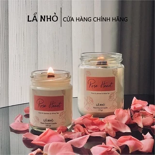 Nến thơm quà tặng thủ công LÁ NHỎ Rose Heart (Hoa Hồng + Hoa Nhài + Trà Trắng) Quyến rũ Tinh tế