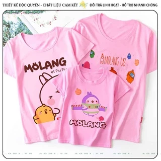 ÁO THUN friend molang vit thỏ cute UNISEX PHÔNG HỒNG TAY NGẮN NAM NỮ GIA ĐÌNH CẶP ĐÔI SIZE TRẺ EM BÉ TRAI GÁI AOMIVN