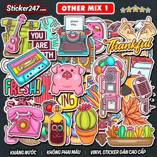 Sticker Mix nhiều chủ đề 🌈𝑭𝒓𝒆𝒆𝒔𝒉𝒊𝒑 Retro Vintage chống nước, hình decal dán laptop, ipad, mũ bảo hiểm,vali, guitar - R06