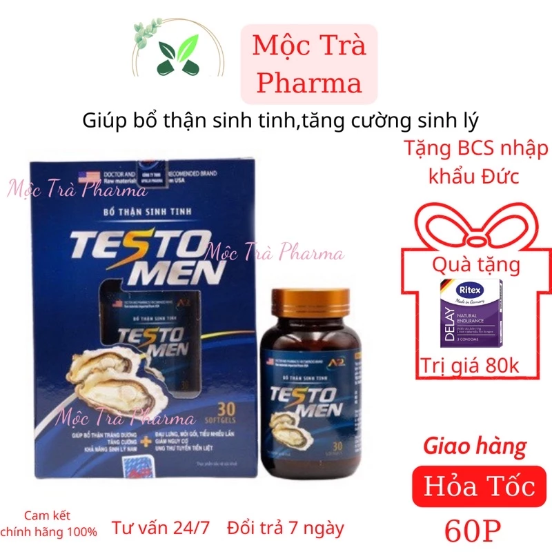 Bổ thận sinh tinh Testo Men-Hộp 30 viên-Giúp tăng số lượng tinh trùng,bổ thận tráng dương,tăng cường sinh lý